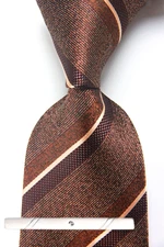 New Classic Striped Brown JACQUARD WOVEN 100% Silk Men's Necktie Tie
