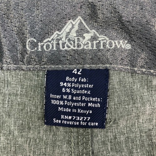 Croft & Barrow Shorts Mens 32 Heather Gray White Flat Front Stretch Slash Pocket - Picture 2 of 6
