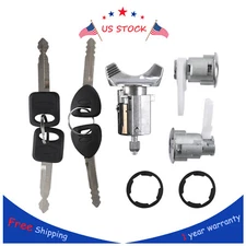 Ignition Key Switch Lock Cylinder&Two Door Chrome Tumbler Set 2 Keys For Ford