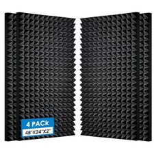 4 Pack - 48x24x2 Inches Pyramid Designed Acoustic Foam Panels - Soundproof