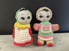 Small Crocheted Dolls Miniatures Doll House Toy 2" Tall - Set of 2