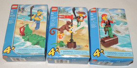 NIB LEGO JUNIOR PIRATES # 7080,7081, 7082 PIRATES, CROCODILE, MONKEY & SHARK