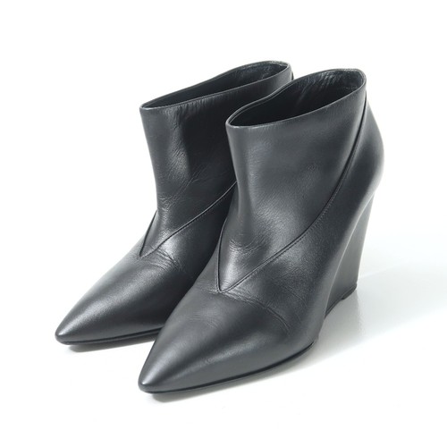 HERMES boots Size 36 Short ankle wedge heel leather shoes Branded clothing s...