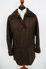 Christ Ladies Winter Shearling Leather Jacket Coat Size 38 Leather Brown Excellent Cond