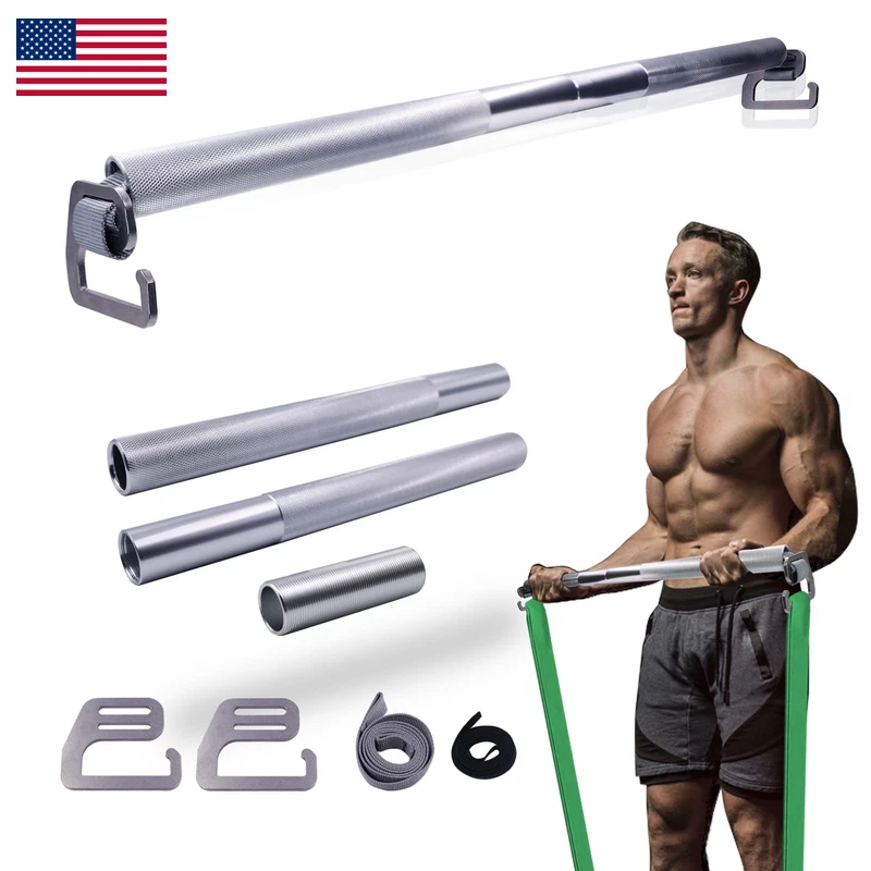 J Bryant Fitness Resistance Band Exercise Bar Full Body Workout Home Gym