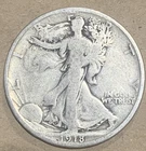 1918-S  Walking Liberty Silver Half Dollar 50c Partial Date.