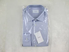 NEW Eton Dress Shirt Mens 42 16.5 Large Blue Check Cotton Contemporary Business