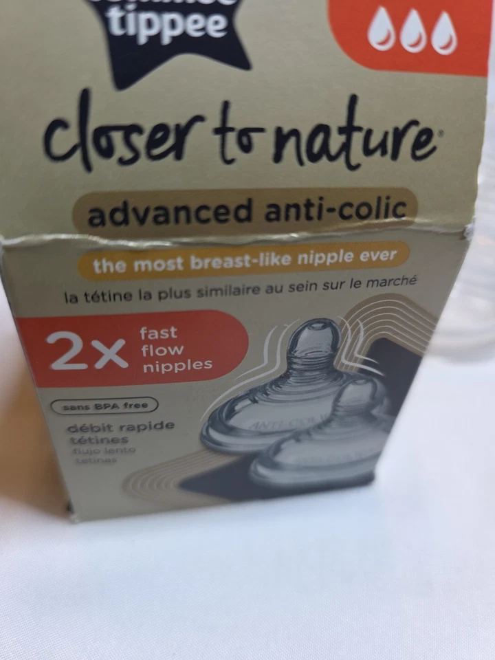 2 x Tommee Tippee Anti-cólicos Flujo Rápido 6+ mos - Caja Dañada Dos Sin Caja Foto 2 de 4