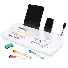 Glass Desk Whiteboard Small Dry Erase Board Desktop White Board with Storage ...