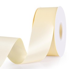 Ivory Ribbon, Double Face 2 Inch x Continuous 50 Yards Ivory Satin Ribbon for...