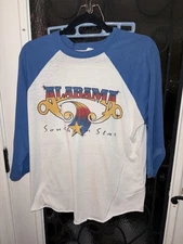 VTG Alabama Southern Star Tour Shirt Mens XL White Raglan 3/4 '89