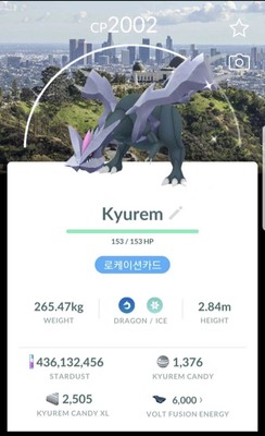 Pokemon Go Shiny Kyurem LV50 Los Angeles Go Tour Location Background