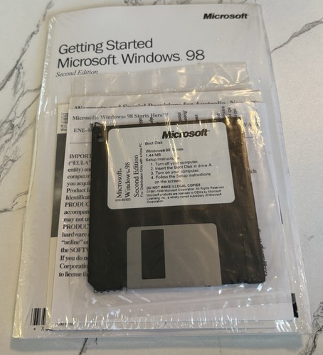 Microsoft Windows 98 Second Edition Software X04-80322 Floppy Disk & CD ...