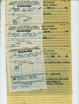 TEXAS & PACIFIC R.R. TRAIN ORDERS (18)  LONGVIEW, TEXAS  1968 - 1973.