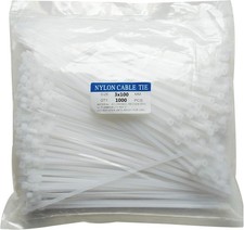 1000 pcs 4 inch Cable Zip Ties Heavy Duty, 4  3 x 100mm , White