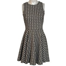 CYNTHIA ROWLEY BLACK & WHITE FIT & FLARE DRESS