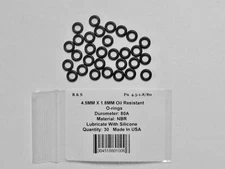 30  O-rings 4.5mm x 1.8mm NBR 80 Durometer O'rings / R&S 4.5-1.8/80