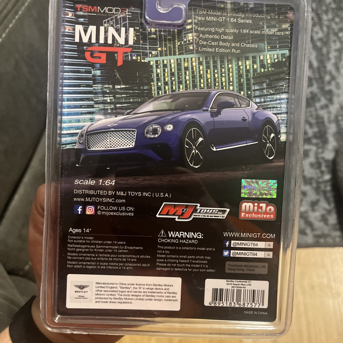 1/64 Mini GT 2018 Bentley CONTINENTAL GT Sequin Blue LHD Mijo