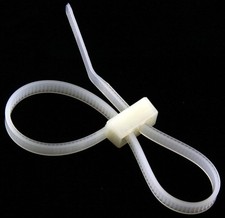 Double Loop 7.5", 50 lb. White Cable Ties - pack of 100 