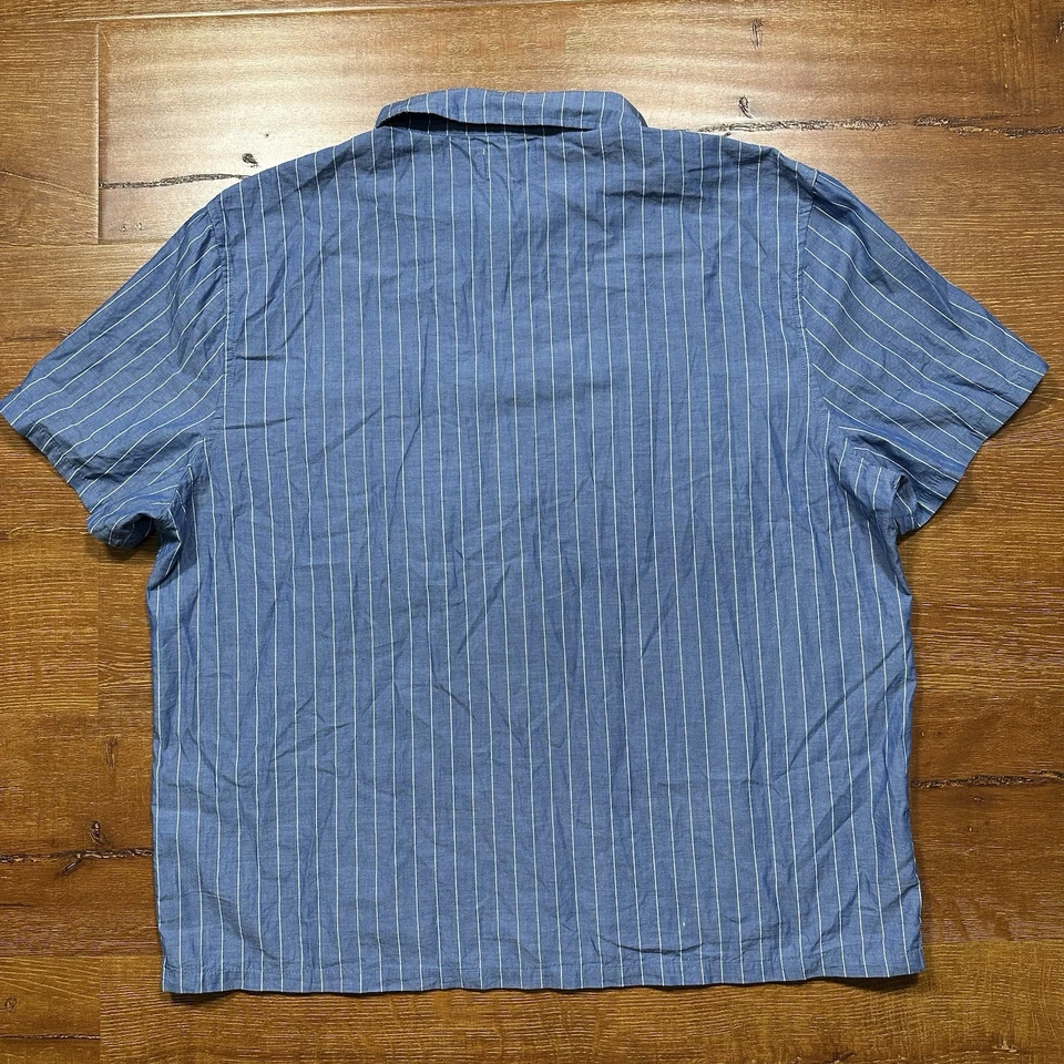 Elwood Mechanic Button Up Shirt Mens XL Blue Stripe Retro Biker Car Utility Alt - Image 2 of 4