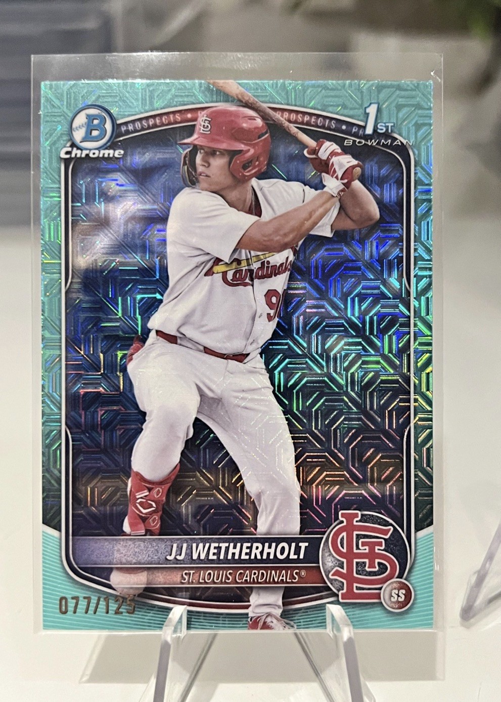 2025 Bowman Mega - JJ Wetherholt - #BCP-22 Aqua Mojo Refractor /125 (RC)