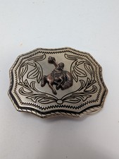 VINTAGE Western Rodeo Cowboy Bucking Bronco Horse Gold Tone Buckle