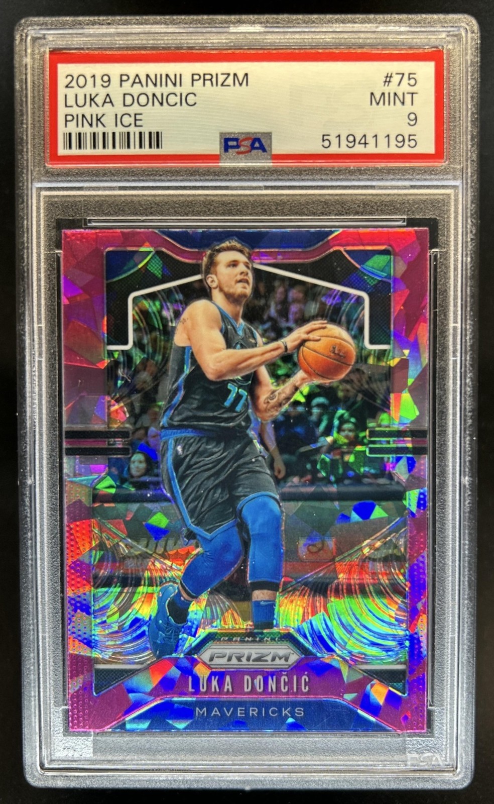 2019-20 Panini Prizm Luka Doncic Prizm Pink Ice #75 Mavericks PSA 9