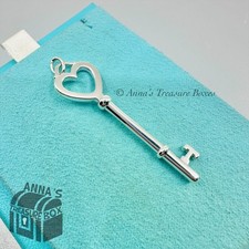 Tiffany  Co. 925 Silver LARGE 2" Heart Key Charm Pendant pouch 