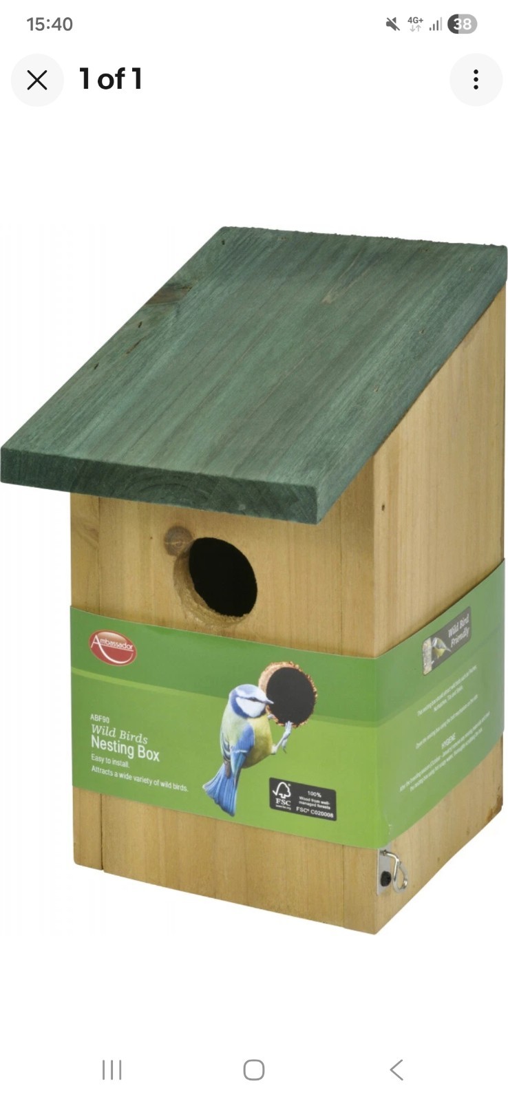 Ambassador Wild Birds Wooden Nesting Box