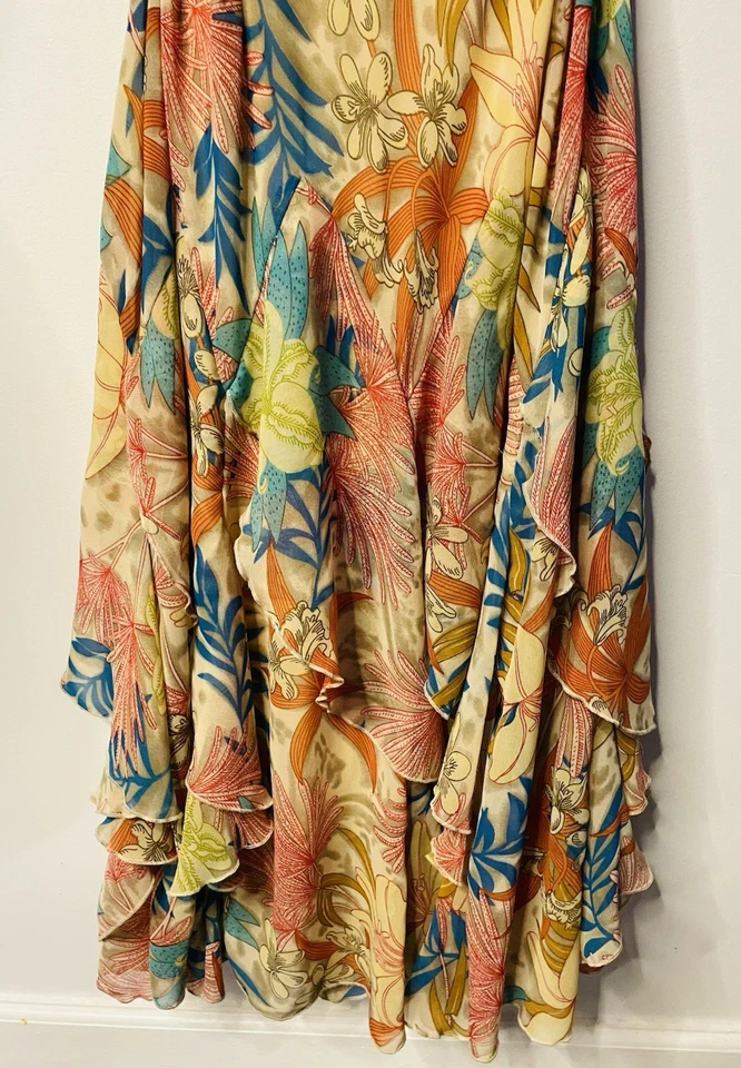 Vestido para mujer Amanda Lane floral con volantes dobladillo sin mangas talla 20 multicolor Foto 4 de 4