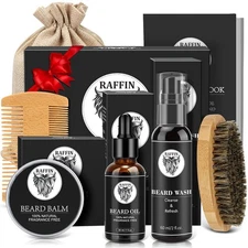 Christmas Gift Beard Care Kit Grooming Set Oil Balm Wash Comb for Men