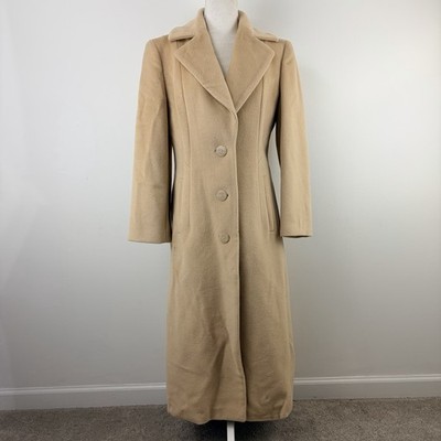 Adrienne Vittadini Classico Beige Virgin Wool Long Coat Women s Size 6