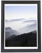 Wood Picture Frame 12x16, 11x14 Mat, Studio Gallery, Black