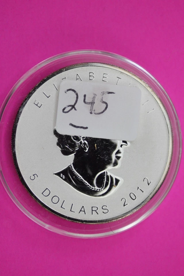 2012 Reverse Proof Maple Leaf Canada 5 Dollars Silver 1 OZ Mint Capsule C245 - Image 3 of 3