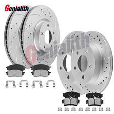 Front Rear Drilled Slotted Rotors Ceramic Brakes Pads For 1999-2004 Ford Mustang