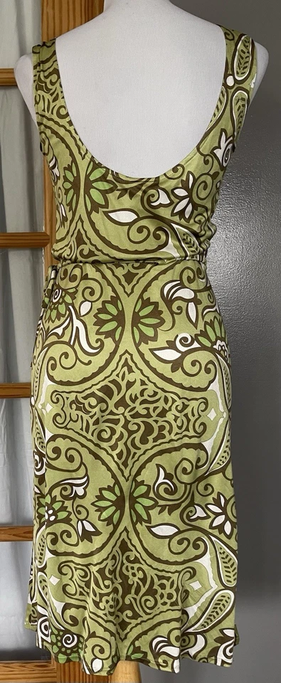 Anthropologie Tracy Reese Silk Dress Sz 8 USA Made Floral Paisley Green Romantic - Image 3 of 4