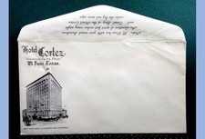 antique UNUSED HOTEL CORTEX ENVELOPE w/BUILDING PHOTO el paso tx