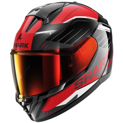 CASCO MOTO INTEGRALE SHARK RIDILL BERSEK NERO ROSSO DOPPIA