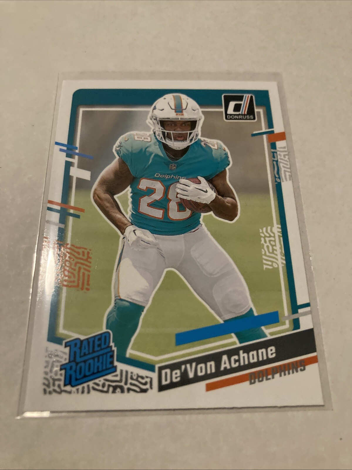 2023 Donruss Football Rated Rookie #365 De’Von Achane Rc Dolphins