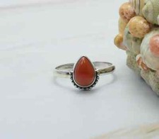 Solid 925 Sterling Silver Carnelian Ring Gemstone Jewlry Gift For Her A 30