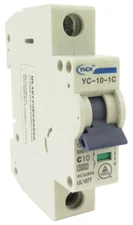 YuCo YC-10-1C Miniature Din Rail Circuit Breaker C Curve 10 Amp 1P 277VAC 115VDC