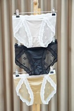Lot of 3 Sissy Nylon Spandex Panties Sheer Smooth Lace Bikini Hips 32-38"