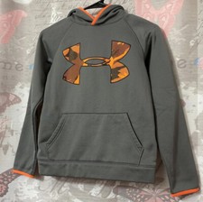 Under Armour Boys Hoodie Youth Medium YMD Gray/Neon Orange Good Condition