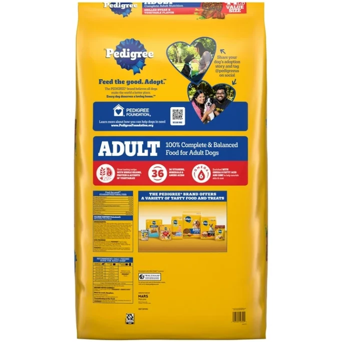 2 PACK Pedigree Complete Nutrition Grilled Steak & Vegetable Dry Dog Food, 44 lb - Image 3 of 4