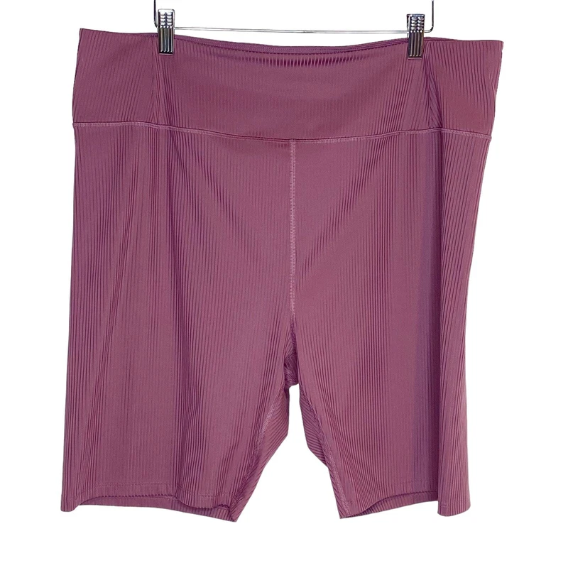girlfriend-collective plus size biker rib high rise shorts