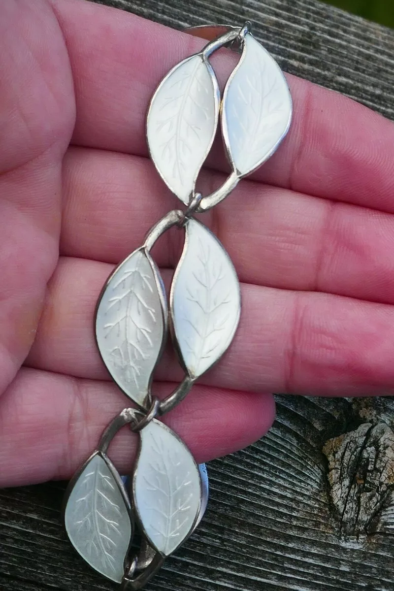 Vintage David Andersen Sterling Silver Enameled Leaf Designed