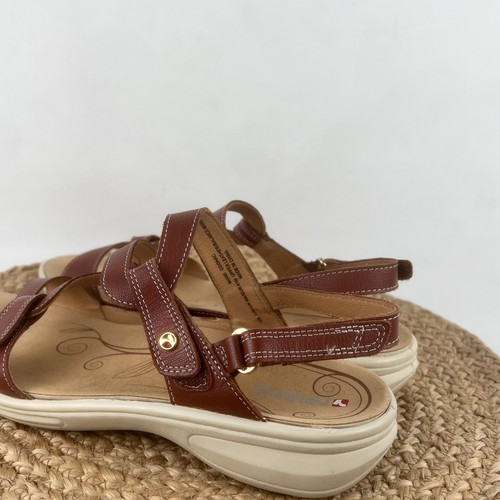 Women's Revere Geneva Strappy Leather Sandals Size 10 Cognac Brown Arch New - Picture 6 of 14
