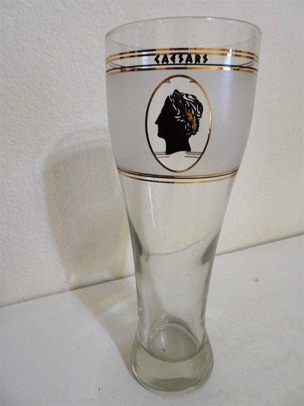 Caesars Palace las Vegas Nevada large Pilsner beer glass gold frosted
