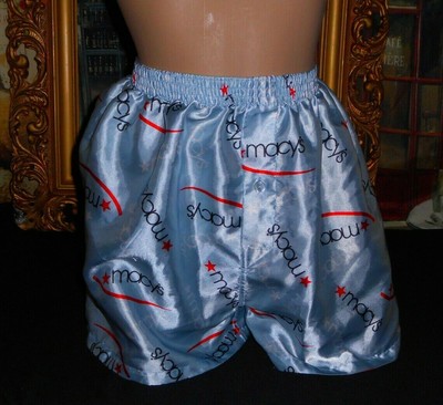 Usa M Glossy Satin Boxer Shorts Macy S Logo Blue Red Black Ebay