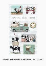 Farm Animals Fabric Truck Wagon Cow Spring Hill Farm Cotton Benartex 24" Panel